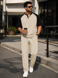 Men's Raglan-Sleeve Henley & Drawstring Trousers Co-ord Set